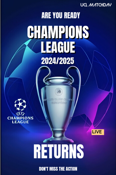 Blue Professional Uefa Champions League Matchday  Poster template