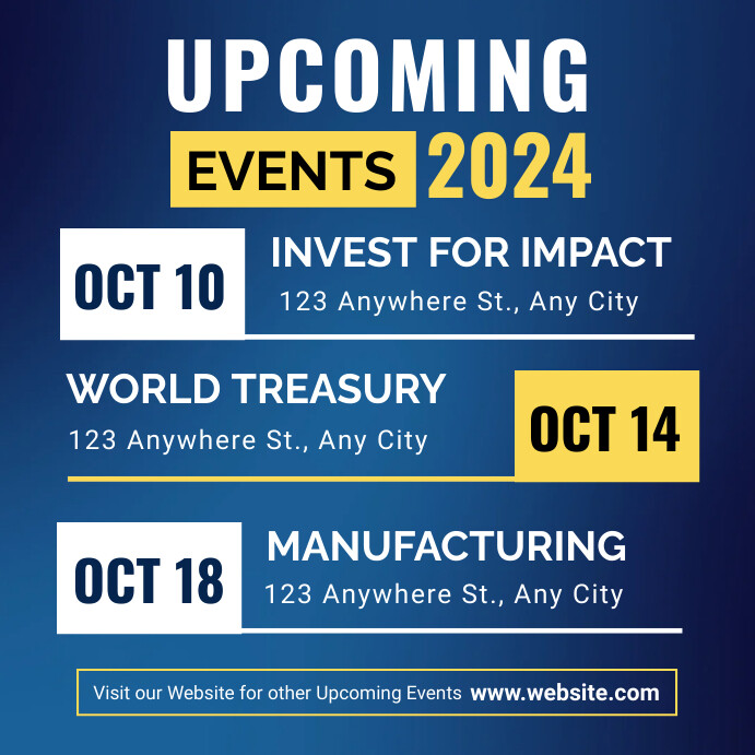 Copy of Blue Professional Upcoming Events Schedule Ta | PosterMyWall