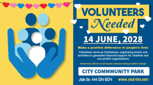 Blue Professional Volunteers Needed Digital Display (16:9) template