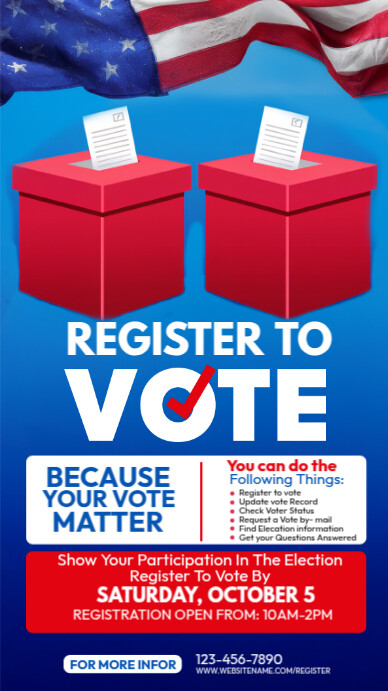 Blue Professional Voter Registration Flyer Instagram Story Template ...