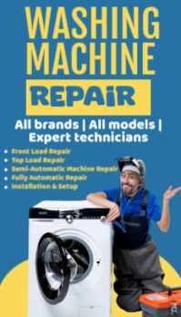 สีน้ำเงิน Washing Machine Repair นามบัตร Template