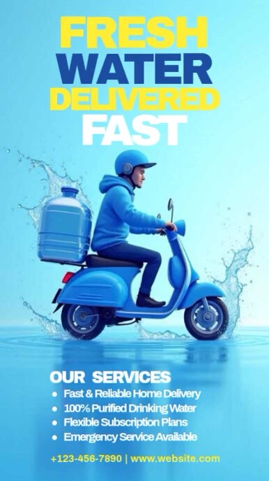 Blue Professional Water Delivery Ads Instagram Story template