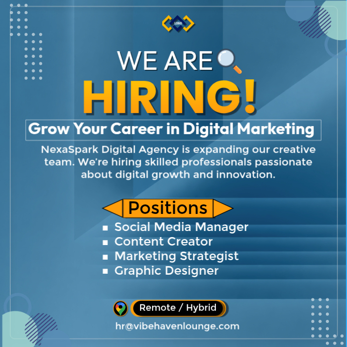 Blue Professional We Are Hiring – Digital Marketing & Creative Roles ...