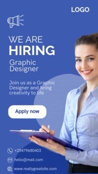 Blue Professional We Are Hiring Instagram Reel template