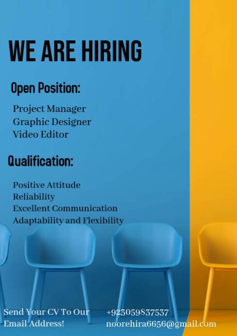 Plantilla de Blue Professional We Are Hiring Job Opportunities A4 ...