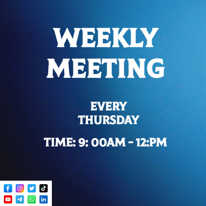 Plantilla de Blue Professional Weekly Meeting Instagram Post | PosterMyWall