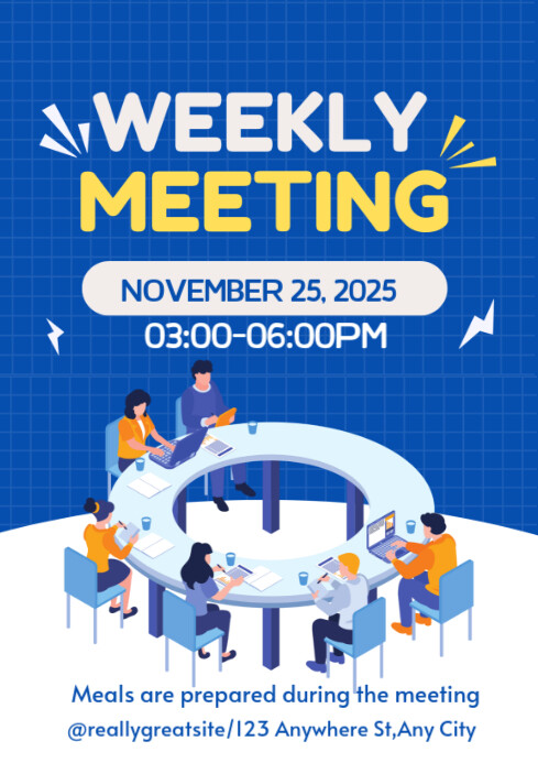 Blue Professional Weekly Meeting Post A4 Template | PosterMyWall