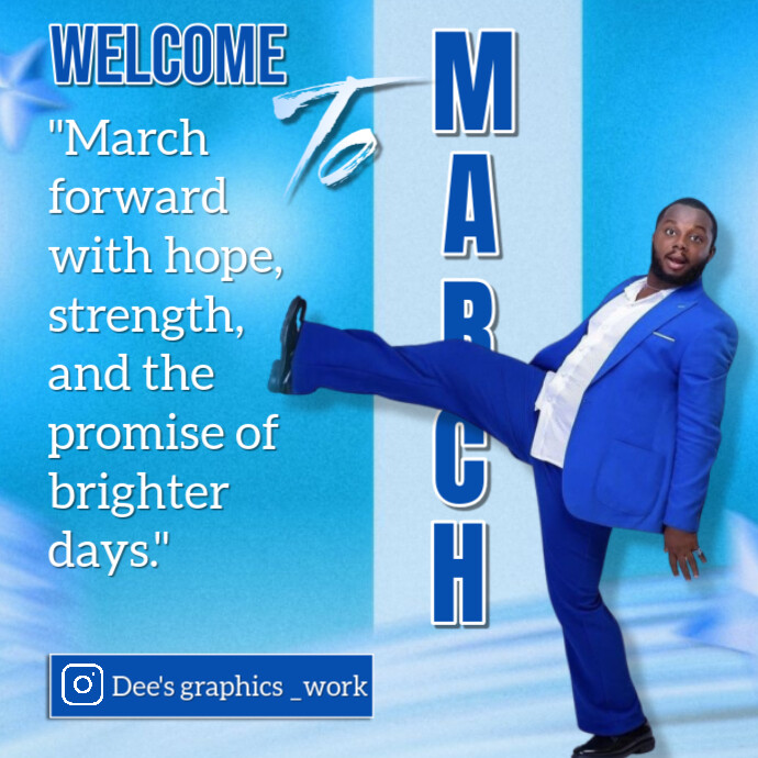 Blue Professional Welcome To March  Logo template