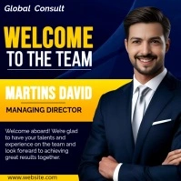 Blue Professional Welcome To The Team Card Template Square (1:1)