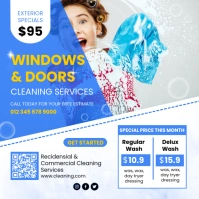 Blue Professional Window And Door Cleaning Instagram Post template