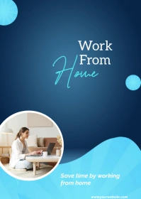 Blue Professional Work From Home A6 template