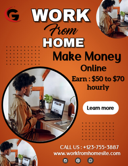Blue Professional Work From Home Flyer (us Letter) template