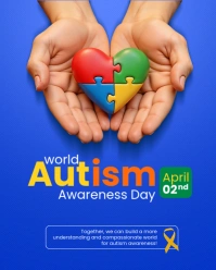 Blue Professional World Autism Awareness Day Instagram Portrait template