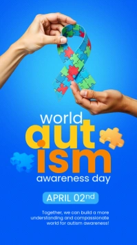 Blue Professional World Autism  Instagram Story template