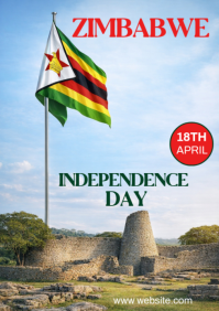 Blue Professional Zimbabwe Independence Day A3 template