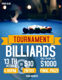 Blue Professionale Billiards Volantino (us Letter) template