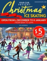 Blue Professionale Ice Skating Volantino (us Letter) template