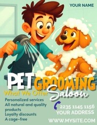 Turquoise Pet Grooming Services Flyer Template