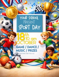 blue Professionale sport day kids Volantino (us Letter) Flyer (Letter pang-US) template