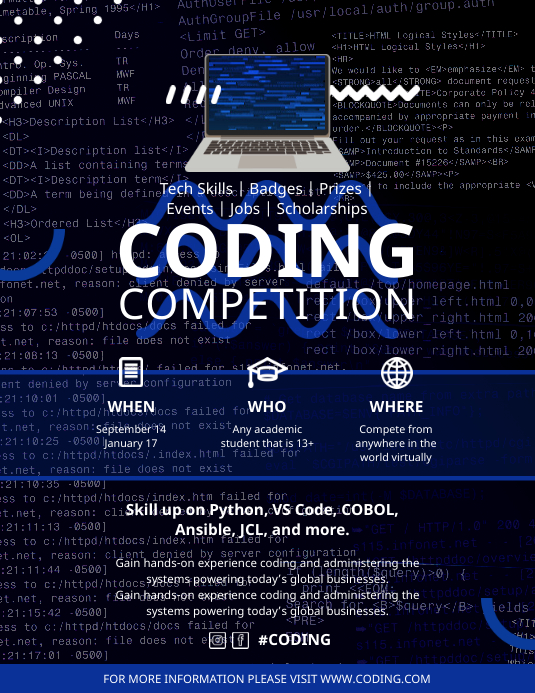 Blue Programming Competition Custom Template 传单(美国信函)