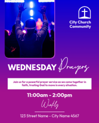 สีน้ำเงิน Church Prayer Service Instagram Portrait Template