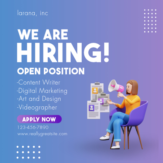 Plantilla de Blue Purple Modern We Are Hiring Facebook Post | PosterMyWall