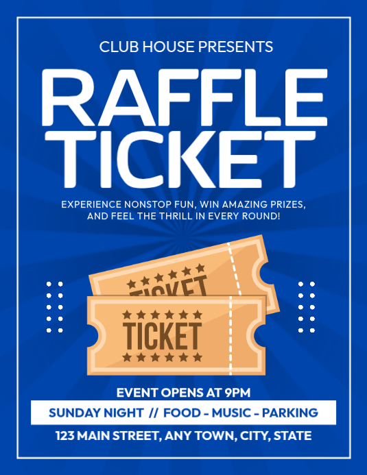 Blue Raffle Ticket Flyer Template | PosterMyWall