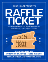 Blue Raffle Ticket Flyer Volante (Carta US) template