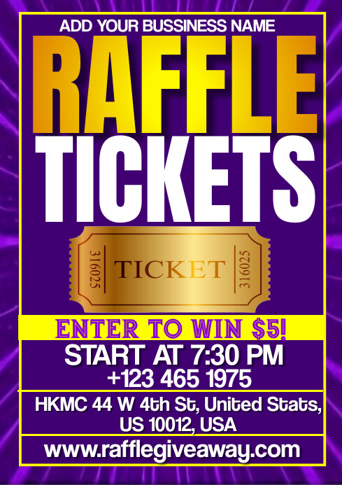 Blue Raffle Tickets A3 Template | PosterMyWall