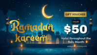 Blue Ramadan Gift Voucher Business Card Визитная карточка template