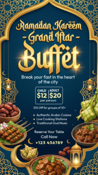 Blue Ramadan Iftar Buffet Instagram Story template