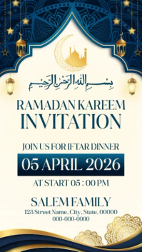 Blue Ramadan Iftar Invitation Instagram Story Video template