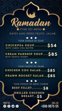 Blue Ramadan Iftar Menu Digital Display Templ Umbukiso Wedijithali (9:16) template