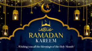Blue Ramadan Kareem Wishes Digitale Vertoning (16:9) template