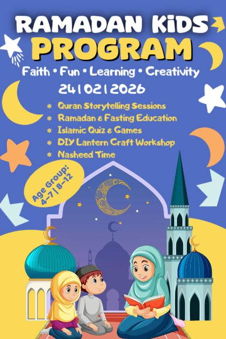 Blue Ramadan Kids Program Poster Template | PosterMyWall