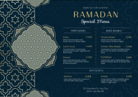 Blue Ramadan Special Menu A4 template