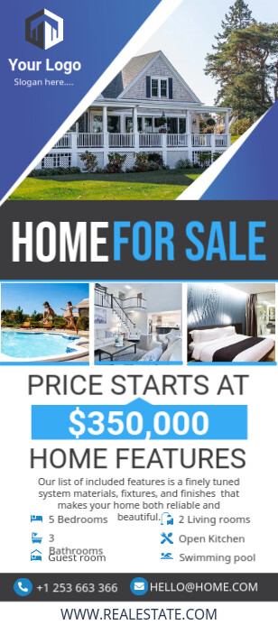 Blue realtor rack card Template | PosterMyWall