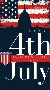 Blue Red Illustrative July 4th Digital Displa template