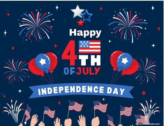 blue red Maximalist Happy 4th Of July Independence Day Video Flyer (us Letter) template