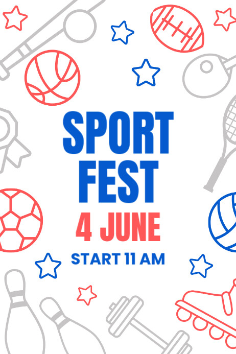 Blue Red Minimalist Simple Sports Fest Poster Template | PosterMyWall