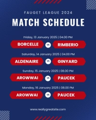 Blue Red Modern Geometric Football Match Schedule Instagram Post template