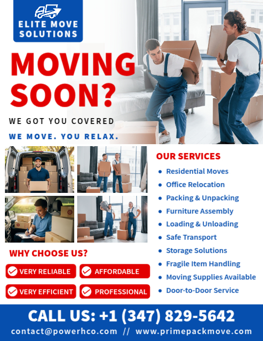 Blue Red Professional Moving Services Flyer Template | PosterMyWall