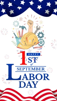 Blue red white Labor Day Flyer Instagram Story template