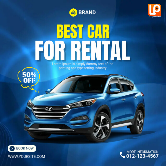 Blue Rental Car Template | PosterMyWall