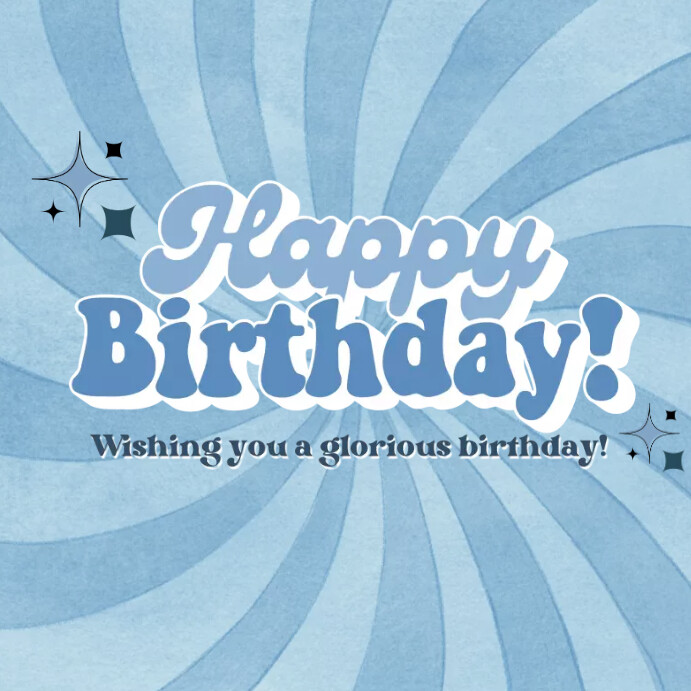 Blue Retro Happy Birthday Instagram Post Template | PosterMyWall
