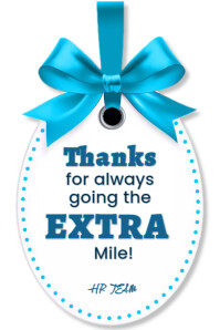 Blue Ribbon Typographic Thanks For Going The Extra Mile – Employee Appreciation TagPoster Iphosta template