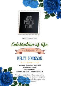 Blue Rose Funeral Card template | PosterMyWall