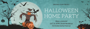 Blue Halloween Home Party Intestazione di Twitter Template
