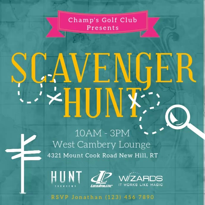 Blue scavenger hunt design Template PosterMyWall