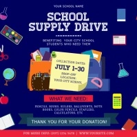 Blue School Supply Drive Square Video template